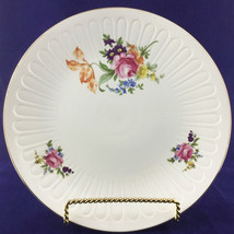 Vintage Large Porcelain Plate Floral Gold Rim Platter German Democratic Republic - £37.81 GBP