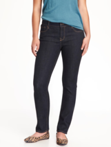 Old Navy Mid Rise Curvy Straight Jeans Womens 16 Long Blue Dark Wash Stretch NEW - £22.48 GBP