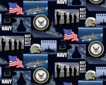 Cotton United States of America Navy Military USA Cotton Fabric Print D5... - $13.95