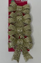 Winter Wonder Lane 4 Gold Glitter Bows Christmas Tree Holiday Home Decor... - £11.00 GBP