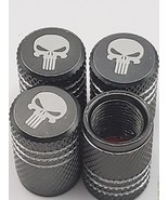Set of  4 Gunmetal Punisher Tire Valve Stem Caps For Car, Standard Fitti... - $10.19 CAD