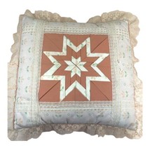 Vintage Victorian 8 Point Lone Star Quilted Pillow 14” Square Cottagecore Lace - £52.30 GBP