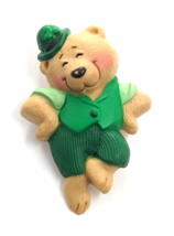 1986 Hallmark Irish Leprechaun Bear Dancing Brooch Pin Animal St Patrick... - $9.99