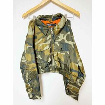 Zara Womens Cropped Camo Puffer Jacket Camouflage Orange Medium - £37.65 GBP
