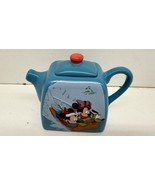 Disney Mickey Minnie Mouse &amp; Pluto Sledding Blue Ceramic Teapot 5&quot; - €12,30 EUR