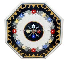 Marble Coffee Table Top Semi Precious Gem Marquetry Inlaid Hallway Decor H1380 - £439.34 GBP+