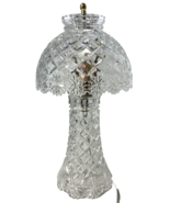 Vintage Cut Crystal Glass Boudoir Bed Side Night Light Table Lamp 16&quot; - £150.60 GBP