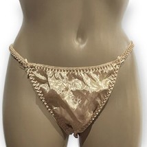 VTG Satin String Gold Embossed Thong Panty Sz 8 NWOT NOS Bobbie Brooks - £38.74 GBP
