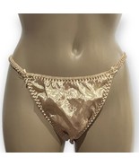 VTG Satin String Gold Embossed Thong Panty Sz 8 NWOT NOS Bobbie Brooks - £39.56 GBP