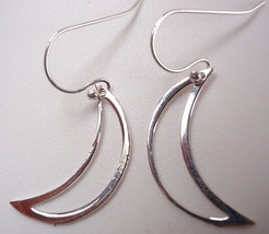 Crescent Moon Dangle Earrings and Matching Necklace 925 Sterling Silver - £15.90 GBP