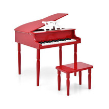 30-Key Wood Toy Kids Grand Piano with Bench and Music Rack-Red - Color: Red - £125.20 GBP