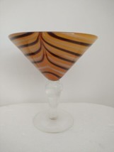 Cocktail Art Swirl Blown Glass With Clear Steam 6&quot;1/2x5&quot;1/2 - $12.44