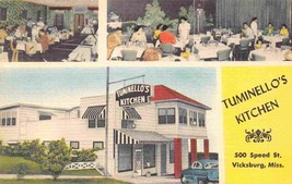 Tuminello&#39;s Kitchen Restaurant Interior Vicksburg Mississippi linen postcard - £6.16 GBP