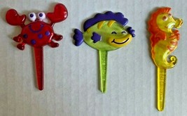 Bakery Crafts Plastic Cupcake Toppers New Lot of 6 &quot;Seahorse/Fish/Crab P... - $6.99