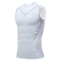 White Men Slimming Body Shaper Gynecomastia T-shirt Compression Sports  - £20.86 GBP