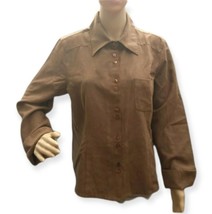 Cato Shirt Size L Brown Long Sleeve Collar Button Up Wide Cuff Career Office - £11.79 GBP