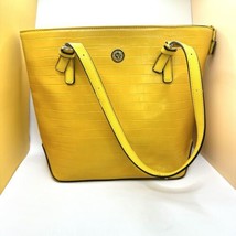 Anne Klein Yellow Faux Leather Crocodile Shoulder Bag Fake Alligator Purse - £10.45 GBP