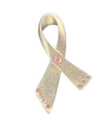 Avon Silvertone Breast Cancer Awareness Pink Ribbon Rhinestone Pin - $247.77 MXN