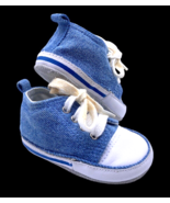 Vintage Baby Shoes Size 0 0-3M Boys Girls Chambray Denim Blue Sneakers S... - $18.49