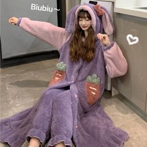 Murasaki Rabbit Pajama Set with Top and Pants | Women Fleece Nightdress Robes - £77.44 GBP