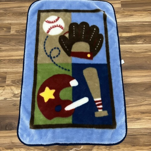 Just Born Blue Baseball Fleece Baby Blanket 30”x45” - $18.99