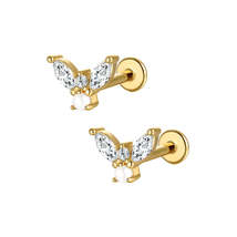 Unique Butterfly Studded Pearl Flat Back Earrings - £30.81 GBP