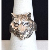 Men&#39;s Native American? 925 Sterling Silver 3D Wolf Ring Size 8.75 Sky - $43.96