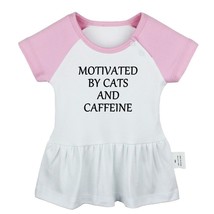 Motivated by Cats and Caffeine Newborn Baby Dress Toddler 100% Cotton Cl... - £10.36 GBP