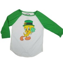 Looney Tunes Tweety Bird St Patrick&#39;s Day Junior&#39;s 3/4 slv Raglan T Shirt Small - £4.54 GBP