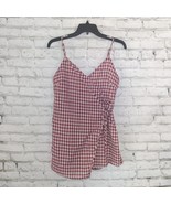By The Way Romper Womens Medium Red Gingham Plaid Scotty Wrap Romper Sle... - £23.67 GBP