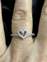 Genuine Pandora Sterling Silver Sparkling Wishbone Heart Ring Size 6 - $49.95