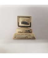 Vintage 1990s Desktop Computer PC Gold Tone Brooch Pin, Retro PC, Gaming... - £8.52 GBP