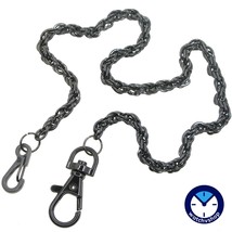 Pocket Watch Chain Albert Chain Gunmetal Black Rope Chain Swivel Lobster Clasp - £14.41 GBP