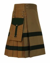 Khaki Dual-Stripe Utility Kilt - $651.32 MXN