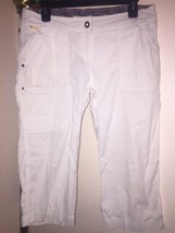 Women&#39;s White Lole Vivacious Casual Travel Hiking Capri Sz 10 - Upf 50+ - £28.30 GBP