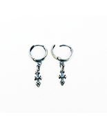 Cross Charm Huggie Hoop Earrings 925 Sterling Silver, Handmade Unisex Ea... - $48.46 CAD
