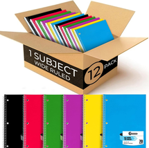 Spiral Notebooks, 12 Pack, 1 Subject Notebook, Wide Ruled, 70 Sheets, 8 X 10-1/2 - $28.20