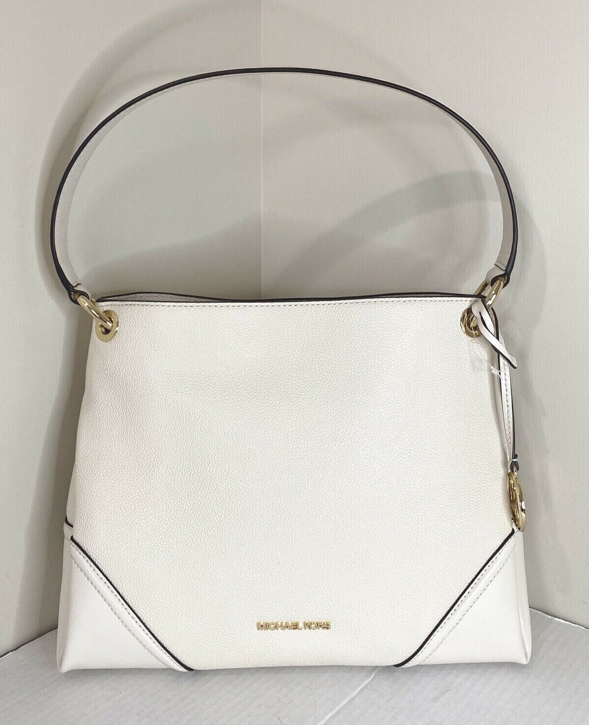 New Michael Kors Nicole Medium Shoulder Bag Leather Light Cream with