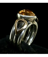 ANTIQUE NATURAL YELLOW CITRINE CUT 18K GOLD LADIES RING IN 925 STERLING ... - £72.06 GBP