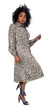 VTG 70s Schrader Sport Qiana Nylon Shirtdress Blue Animal Print Self Bel... - $89.05