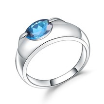 Simple 1.57Ct Natural London Blue Topaz Oval Ring 925 Sterling Silver Gemstone R - $53.52
