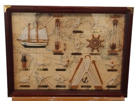 Framed Maritime Nautical Shadow Box With Sailor Knots And Map Display 17... - £65.77 GBP