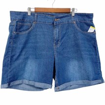 NEW Simply Emma Plus Size Denim Shorts Cuffed American Blue Wash Stretch... - £15.38 GBP