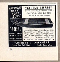 1954 Print Ad Currier&#39;s Little Chris 10&#39; 2 Man Fishing Boats Little Rock,AR - £6.00 GBP