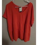Cotton Bleu Tiered Top 1X Coral/Hot Red NWT - $47.91 CAD