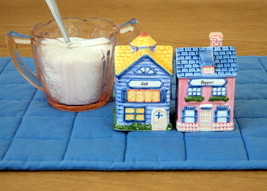 Avon Collectible Vintage &quot;Little Townhouse&quot; Pink Blue Salt &amp; Pepper Shak... - $27.18 CAD