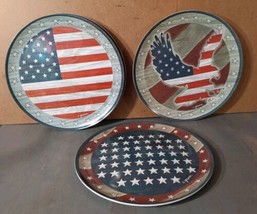 Citrus Grove Melamine Round Salad Desert Plates 7&#39;&#39; America Stars Eagle USA 8pc - $18.50