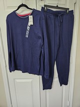 CLUB ROOM Sleepwear Mens Large Top Med Bottoms Blue Waffle Weave Pajama ... - $22.28