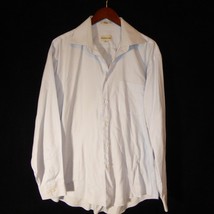 Pronto Uomo 80&#39;s 2 Ply Long Sleeve Button Front Shirt Blue Men 16 1/2 x ... - £11.59 GBP