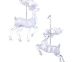 Kurt Adler Set of 2 Clear Frosted Acrylic Reindeer Christmas Ornaments T... - £13.27 GBP